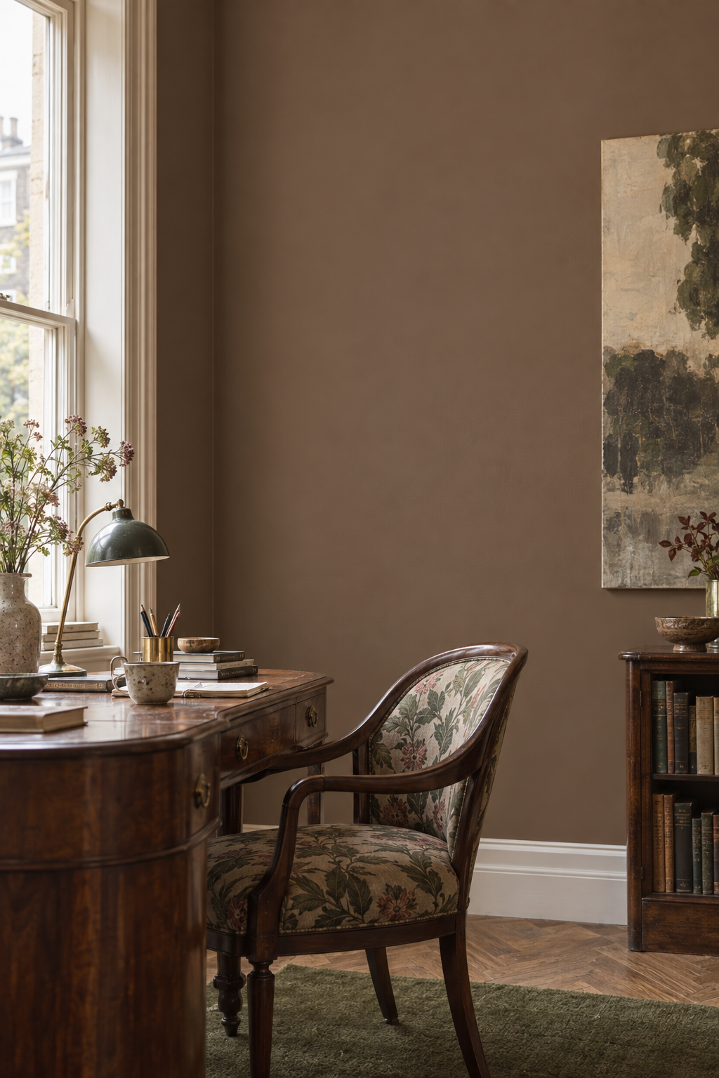 Placepaints Siena Biscotti paint — Home Office · wall and light study