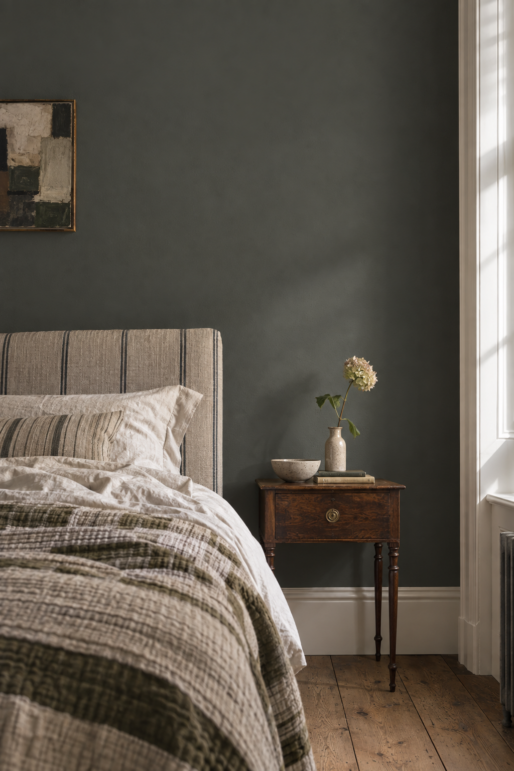 Placepaints Berlin Noir paint — Bedroom · wall and light study