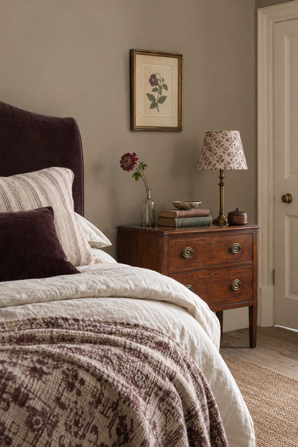 Placepaints Milan Caffè paint — Bedroom · dramatic partial crop