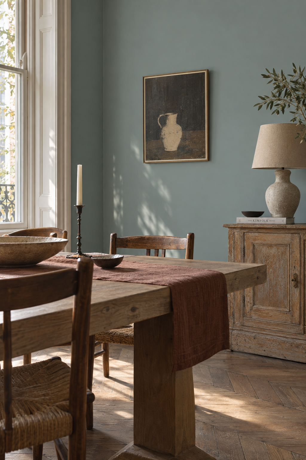 Placepaints London Cloud paint — Dining Room · tight vignette