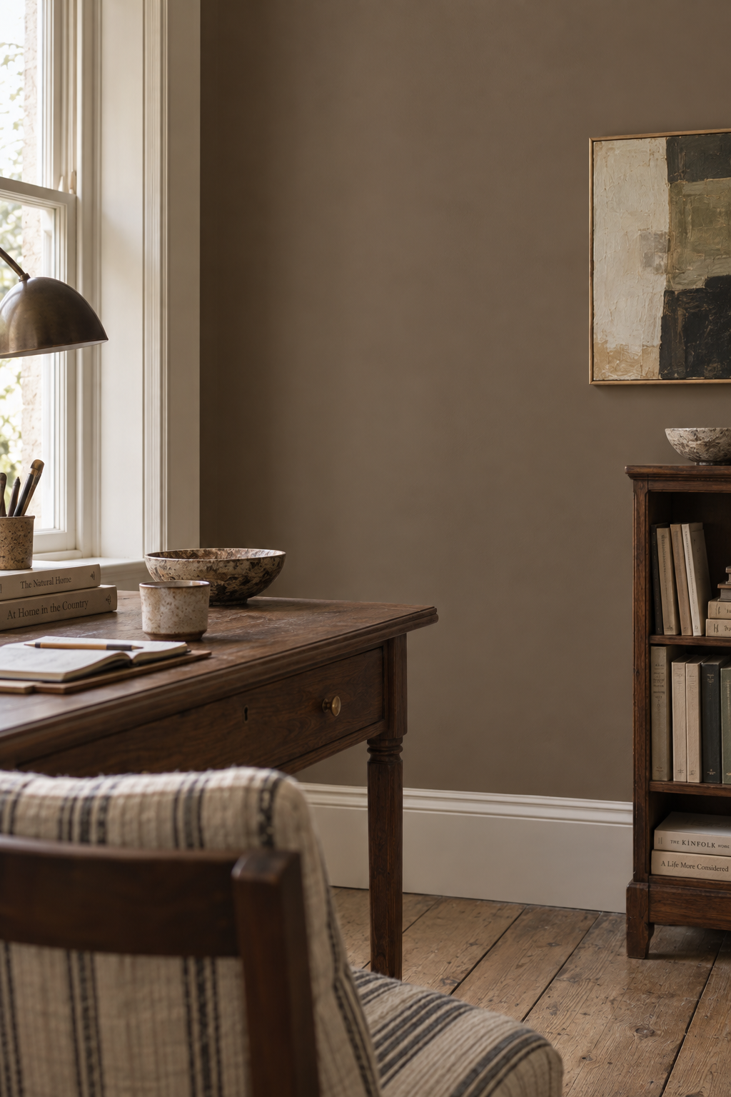 Placepaints Bruges Cocoa paint — Home Office · dramatic partial crop